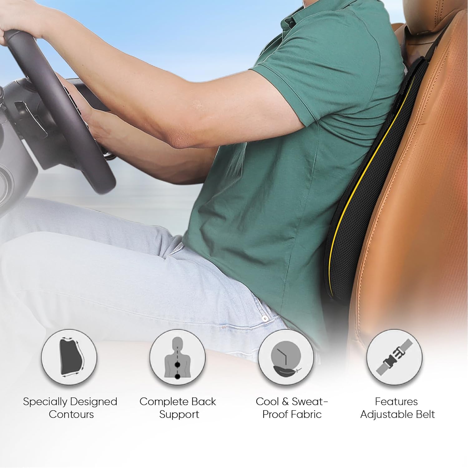 1.3 Ergonomic Bone Shaped Graphite Infused Memory Foam Car Neck Rest Pillow for Driving Comfort