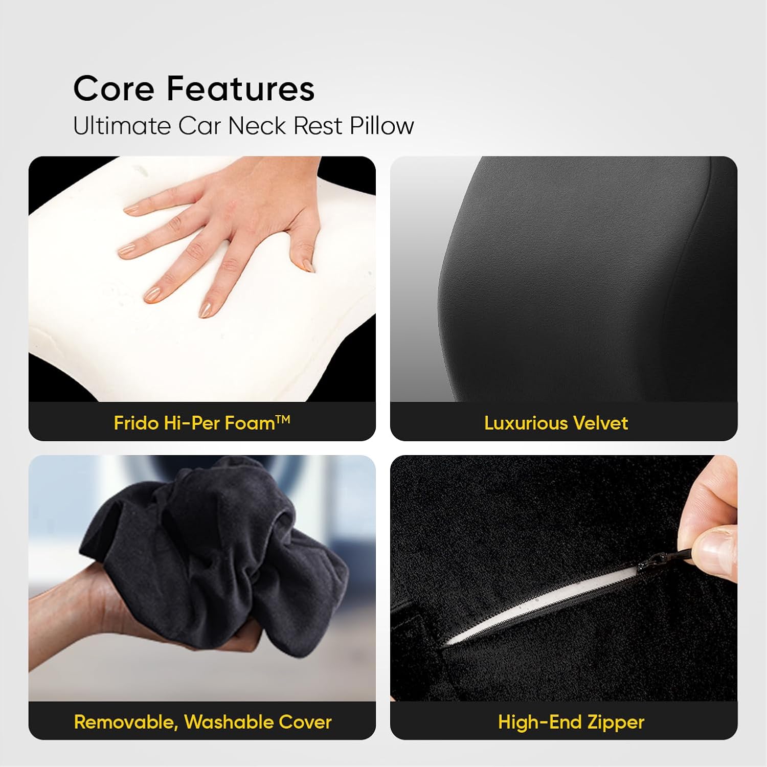 1.3 Ergonomic Bone Shaped Graphite Infused Memory Foam Car Neck Rest Pillow for Driving Comfort