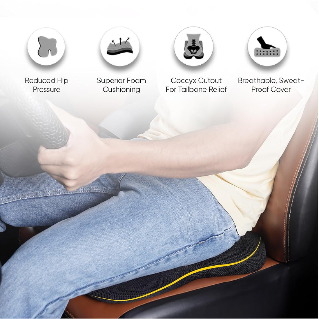 1.3 Ergonomic Bone Shaped Graphite Infused Memory Foam Car Neck Rest Pillow for Driving Comfort