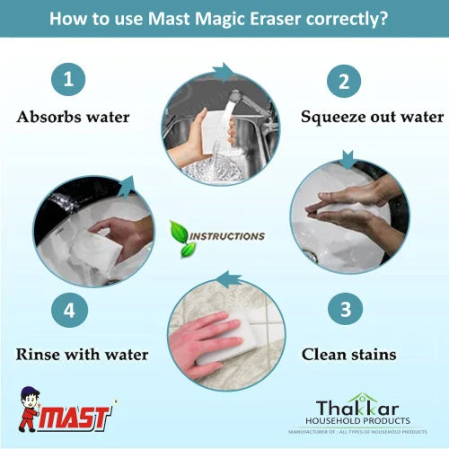 Mast Magic Eraser Melamine Sponge for Stain Removal (Pack of 1)