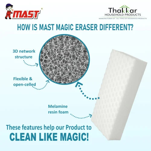 Mast Magic Eraser Melamine Sponge for Stain Removal (Pack of 1)